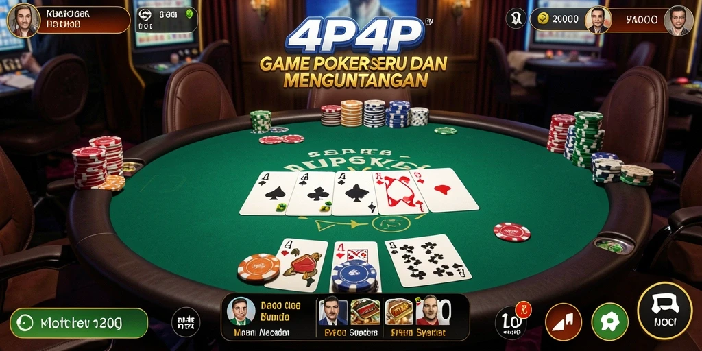 Screenshot gameplay <strong>4P4P</strong> menunjukkan aksi seru poker di layar.