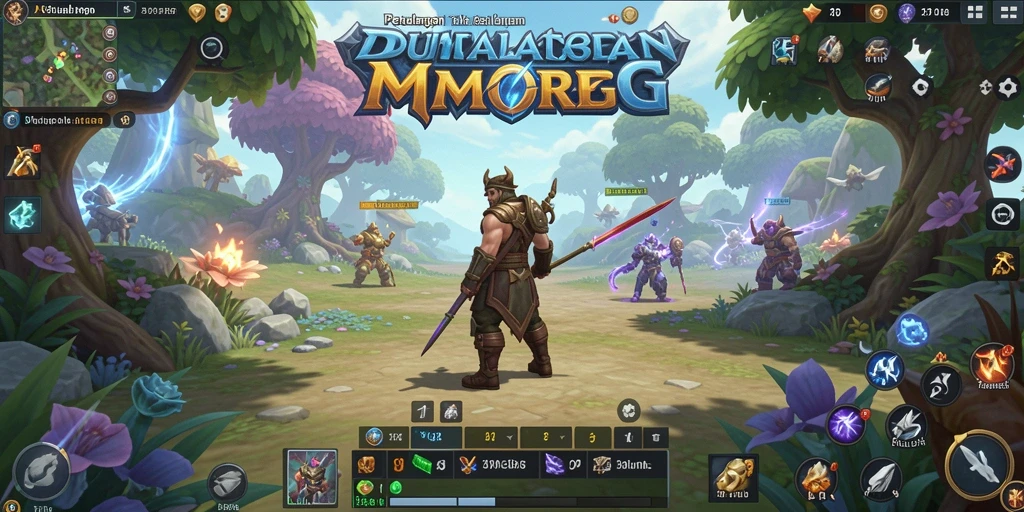Screenshot gameplay 77RP dengan pertarungan seru dalam dunia MMORPG.