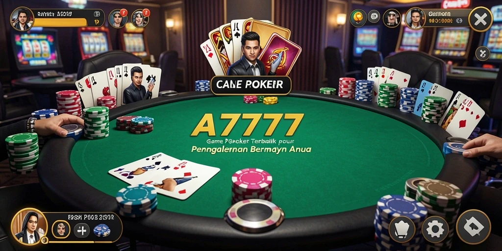 Screenshot A7777 menampilkan gameplay poker yang seru dan interaktif.