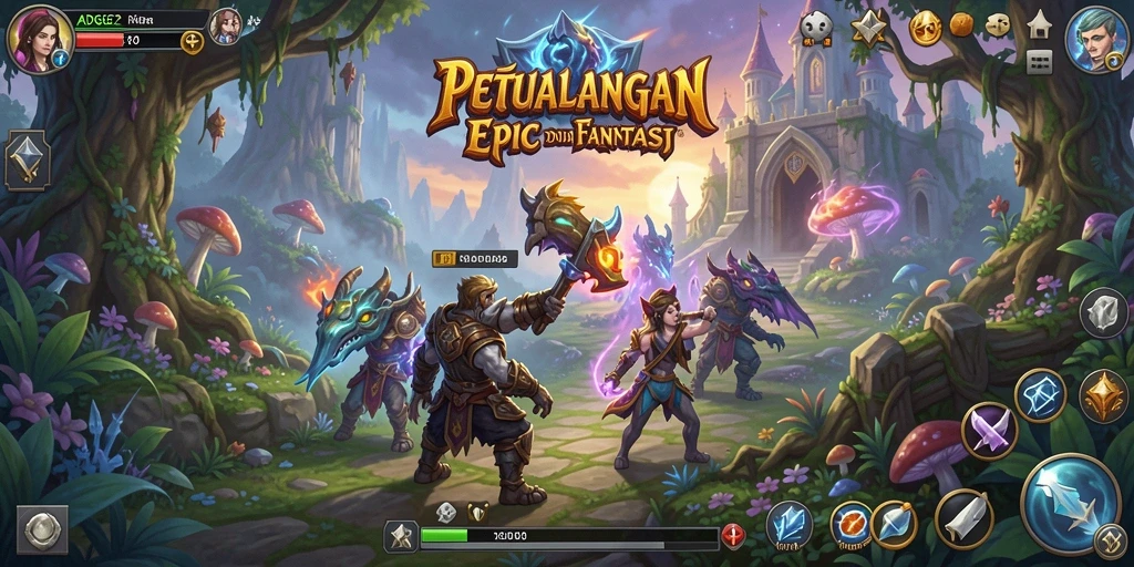 Screenshot ADG62 menampilkan pertarungan epik di dunia fantasi.