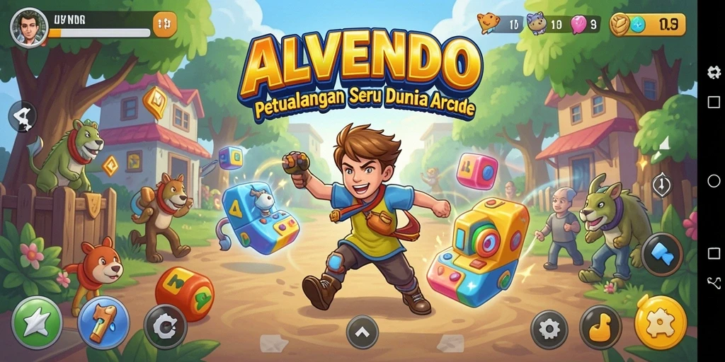 Tampilan gameplay ALVENDO yang seru dan menantang di dunia arcade.