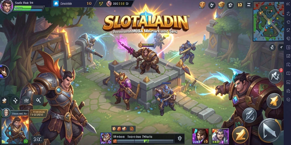Tampilan gameplay SLOTALADIN dengan aksi MOBA yang mendebarkan.