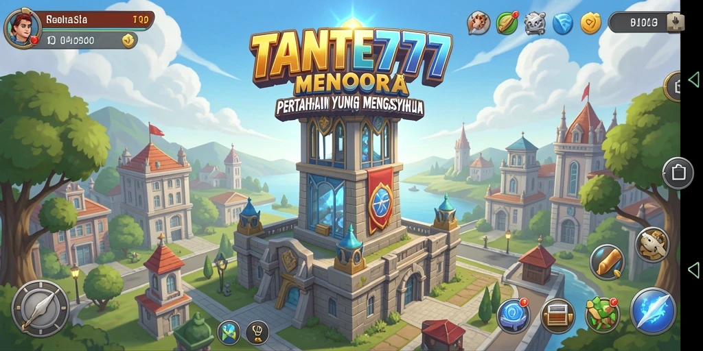 Gameplay menegangkan di TANTE777 dengan berbagai menara dan musuh.