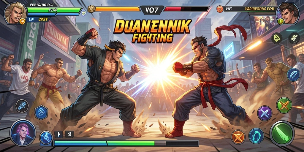 Tangkapan layar gameplay V07 menunjukkan pertarungan yang mendebarkan dan karakter yang menarik.